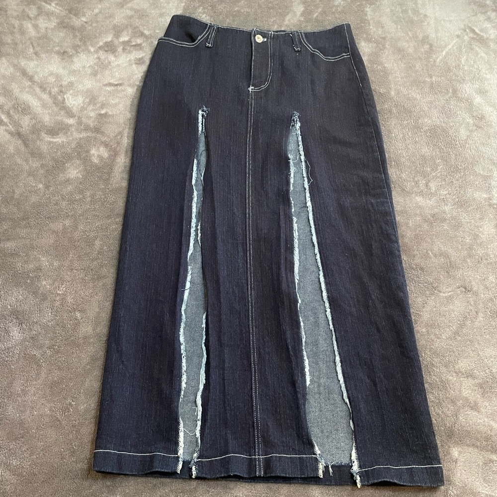 Connection Slit Leg Jean Skirt